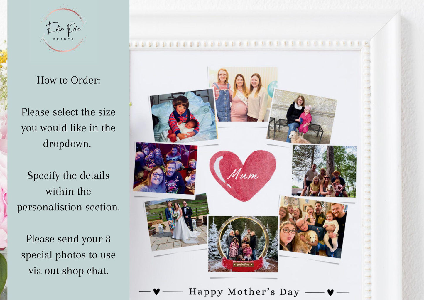 Personalised Mother Photo Collage Print, Custom Family Collage Gift