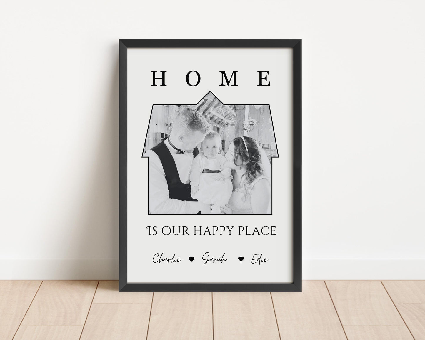 Personalised Family Photo House Print, Home Is Our Happy Place