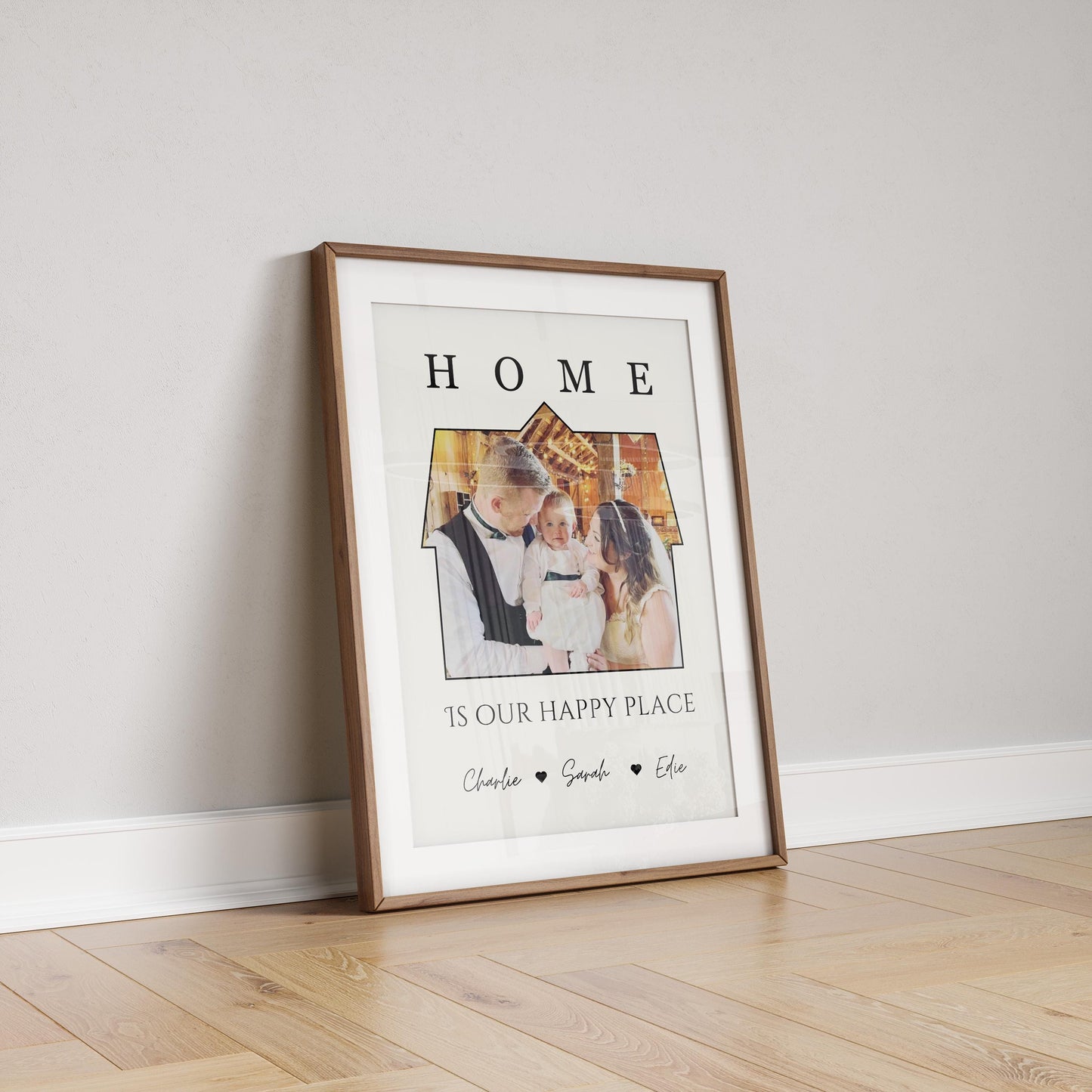 Personalised Family Photo House Print, Home Is Our Happy Place