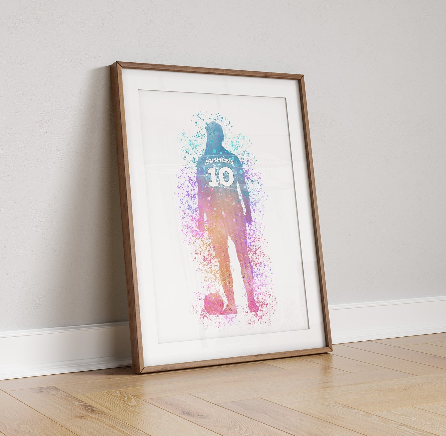 Watercolor Football Girl Art Print: Personalized Sports Gift (A4/A5)