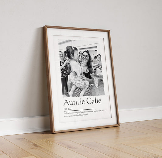 Personalsied Auntie Photo Gift Print, Birthday Christmas Present for Aunty