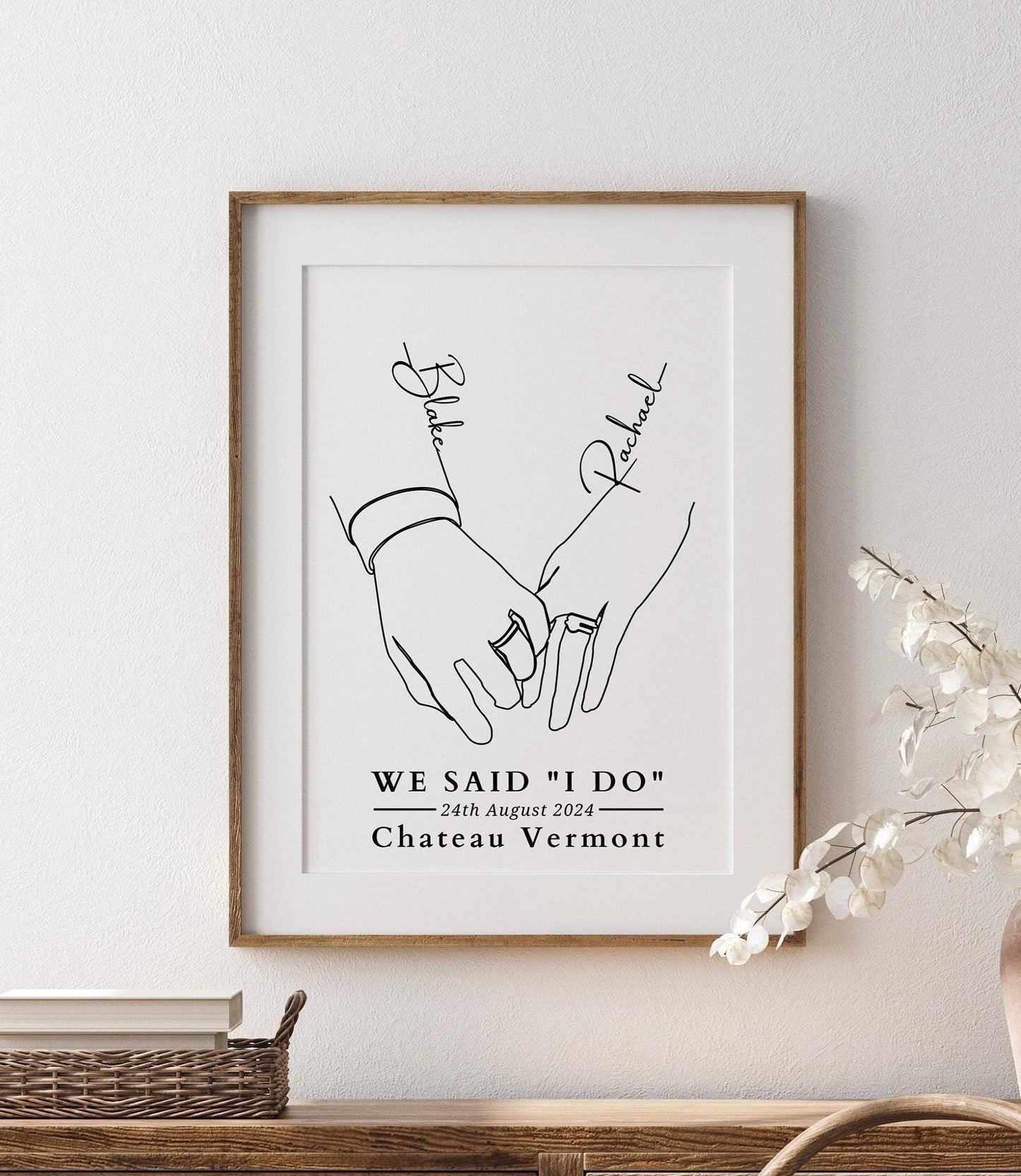 Personalised Wedding Gift Print, Wedding Day Gift for Her Him, Anniversary Gift, Birthday Gift for Boyfriend Girlfriend, Wedding Keepsake