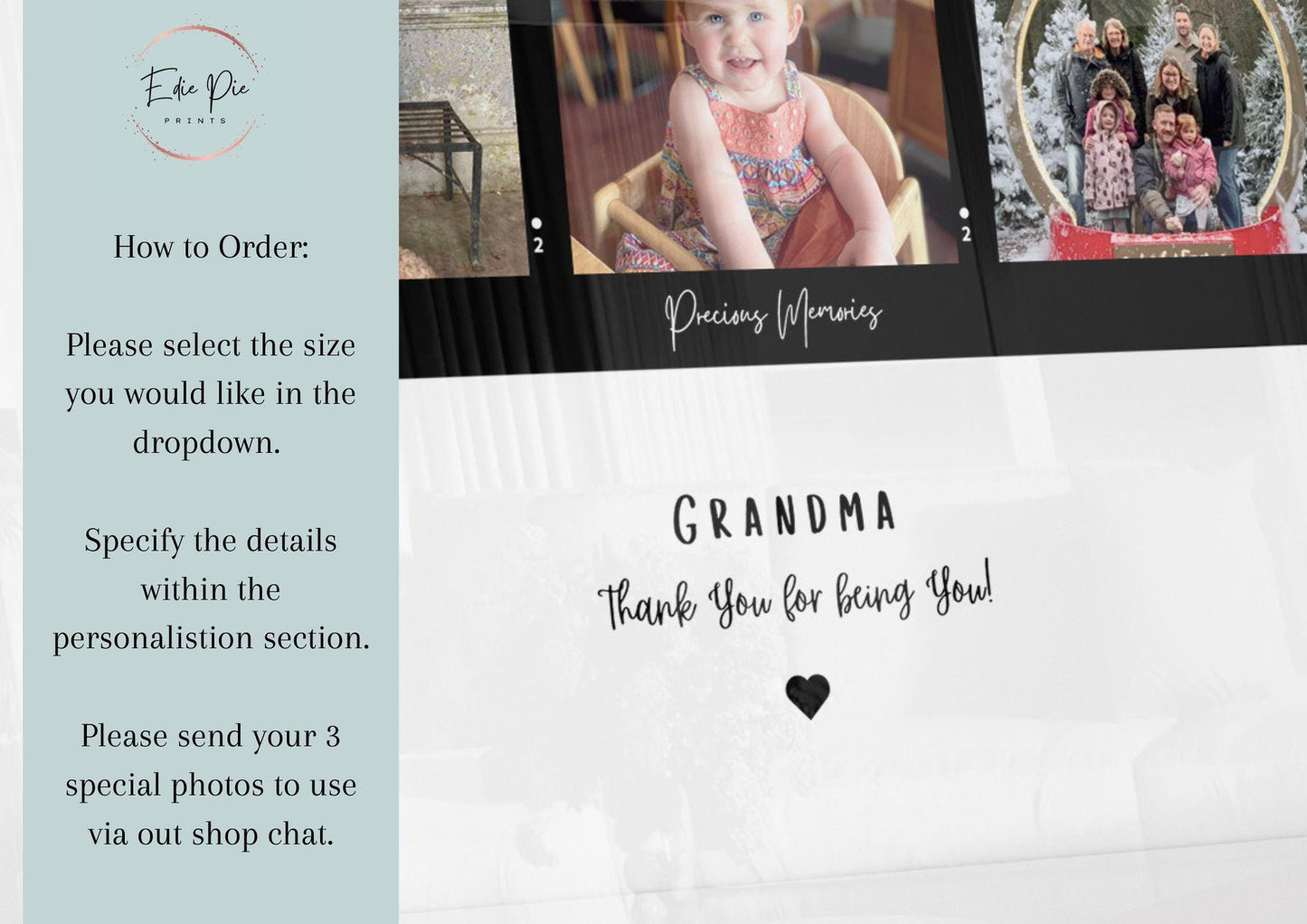 Personalised Nana Photo Print, Custom Grandmother Gift, Film Strip Design