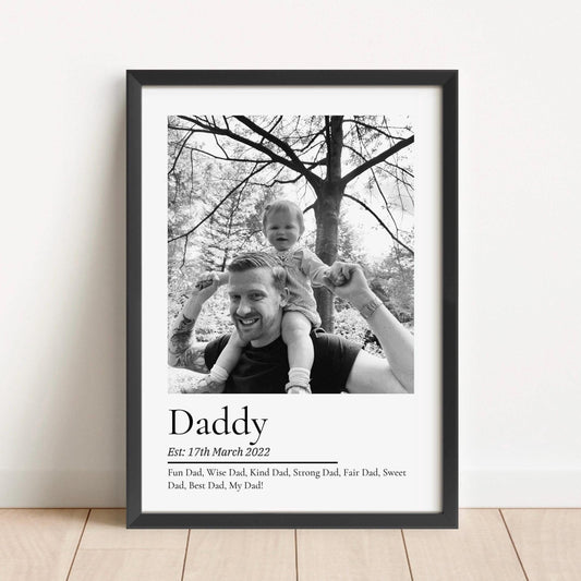Personalised Dad Gift, Custom Father Christmas Photo Gift, New Daddy Print, Father's Day Gift, Dad Birthday Gift for Him