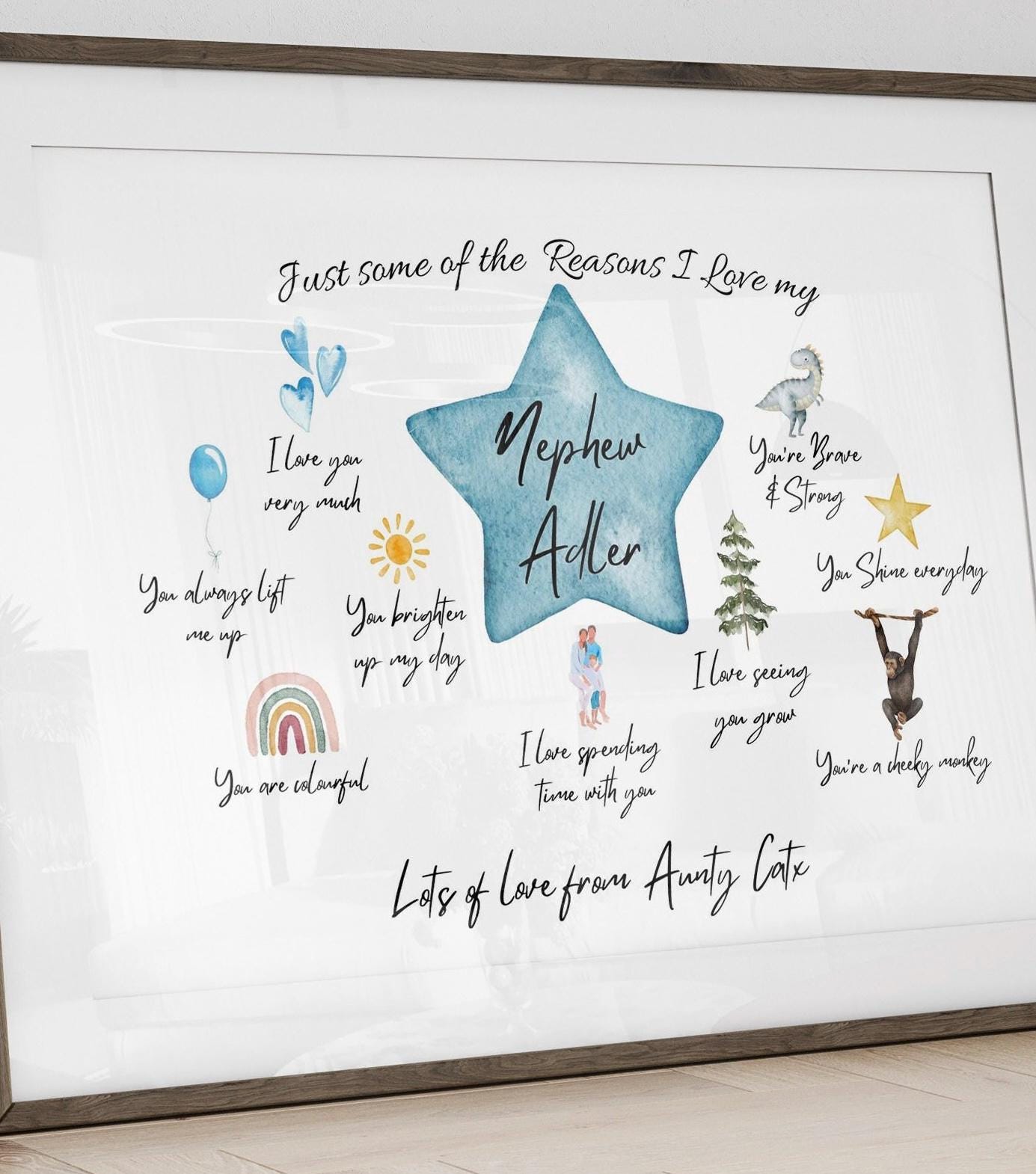 Personalised Nephew Keepsake Print: Reasons I Love You