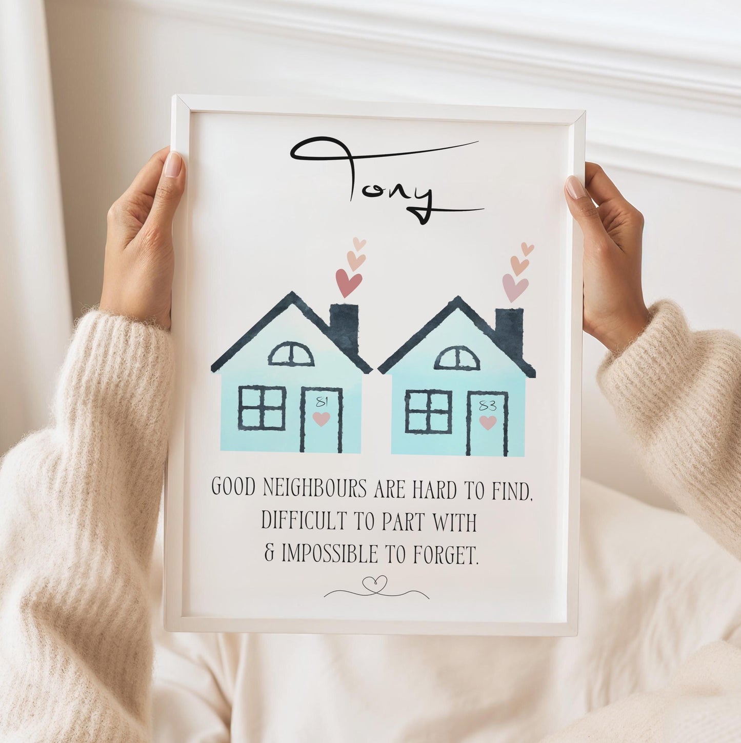 Personalised Neighbours Leaving Gift | Custom Thank You Gift | New Home Gift | Moving House Letterbox Gift | Watercolour Home Decor
