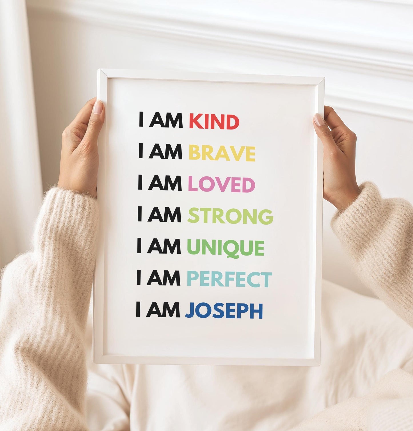 Personalized Rainbow Affirmation Print: Nursery Decor, Kids Birthday Gift