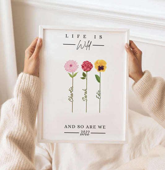 Custom Family Wildflower Print: Personalized Floral Gift