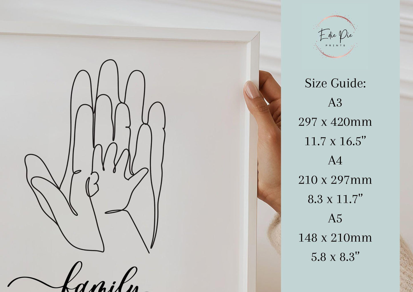 Personalized Family Hand Line Art Print: Keepsake Gift