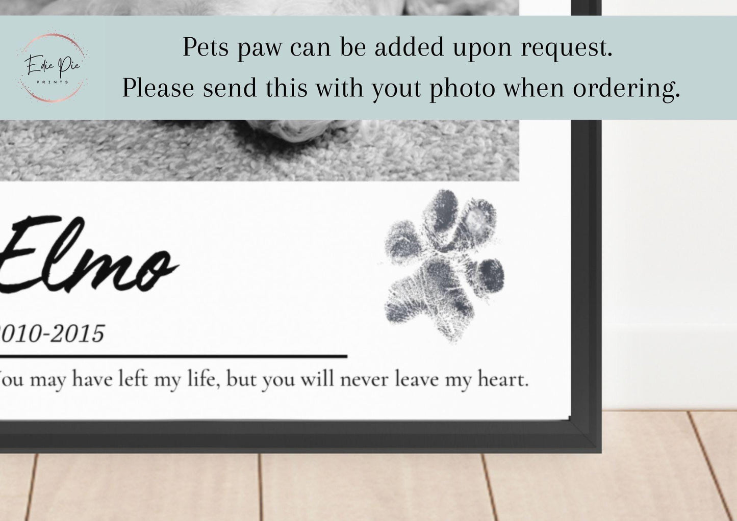 Custom Dog Memorial Photo Print: Pet Loss Keepsake, Personalized Wall Art