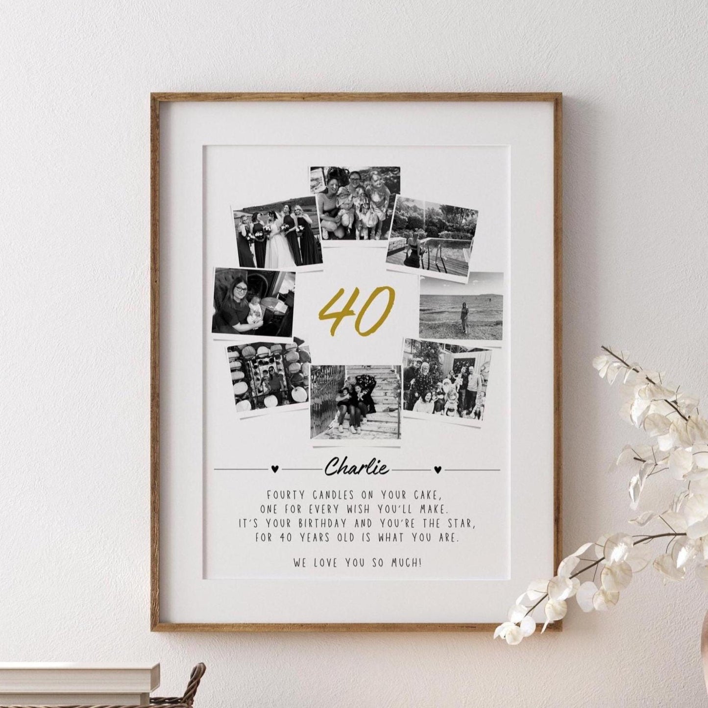 Personalized 40th Birthday Photo Collage Print: Milestone Celebration Wall Art