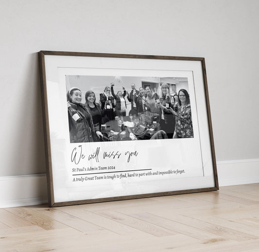 Personalised Work Leaving Gift Print: Team Photo Keepsake