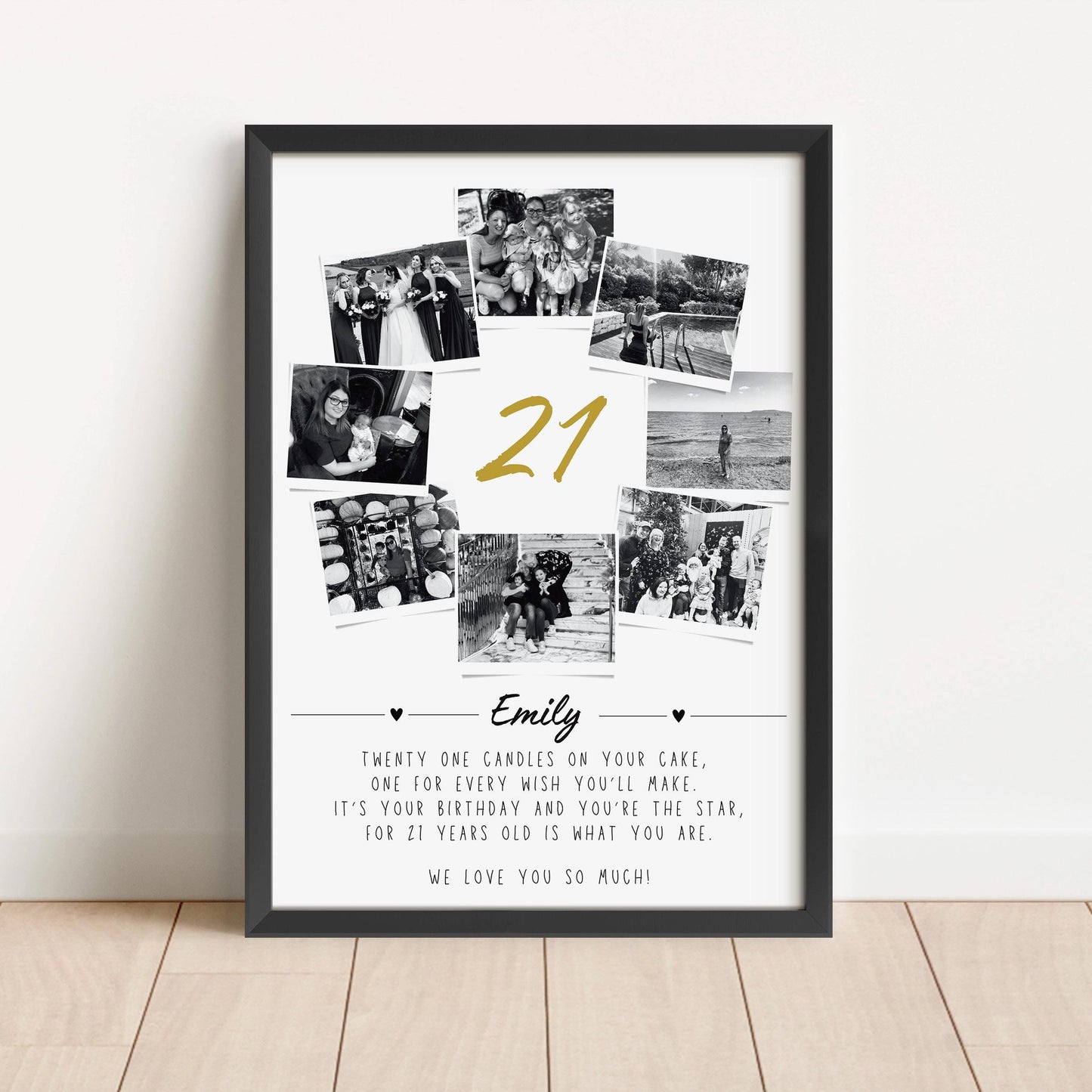 Personalised 21st Birthday Photo Collage, 21st Birthday Gift, 21st Framed Poster, Polaroid Photo Decor, 21 Years Old Gift Best Friend