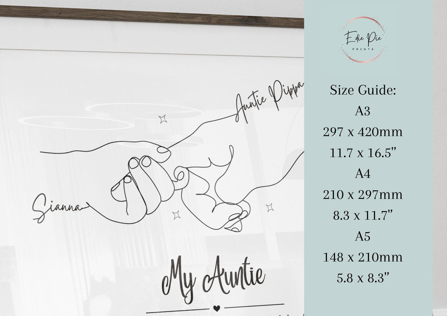 Personalized Aunt & Niece Line Art Print: Custom Aunt Gift