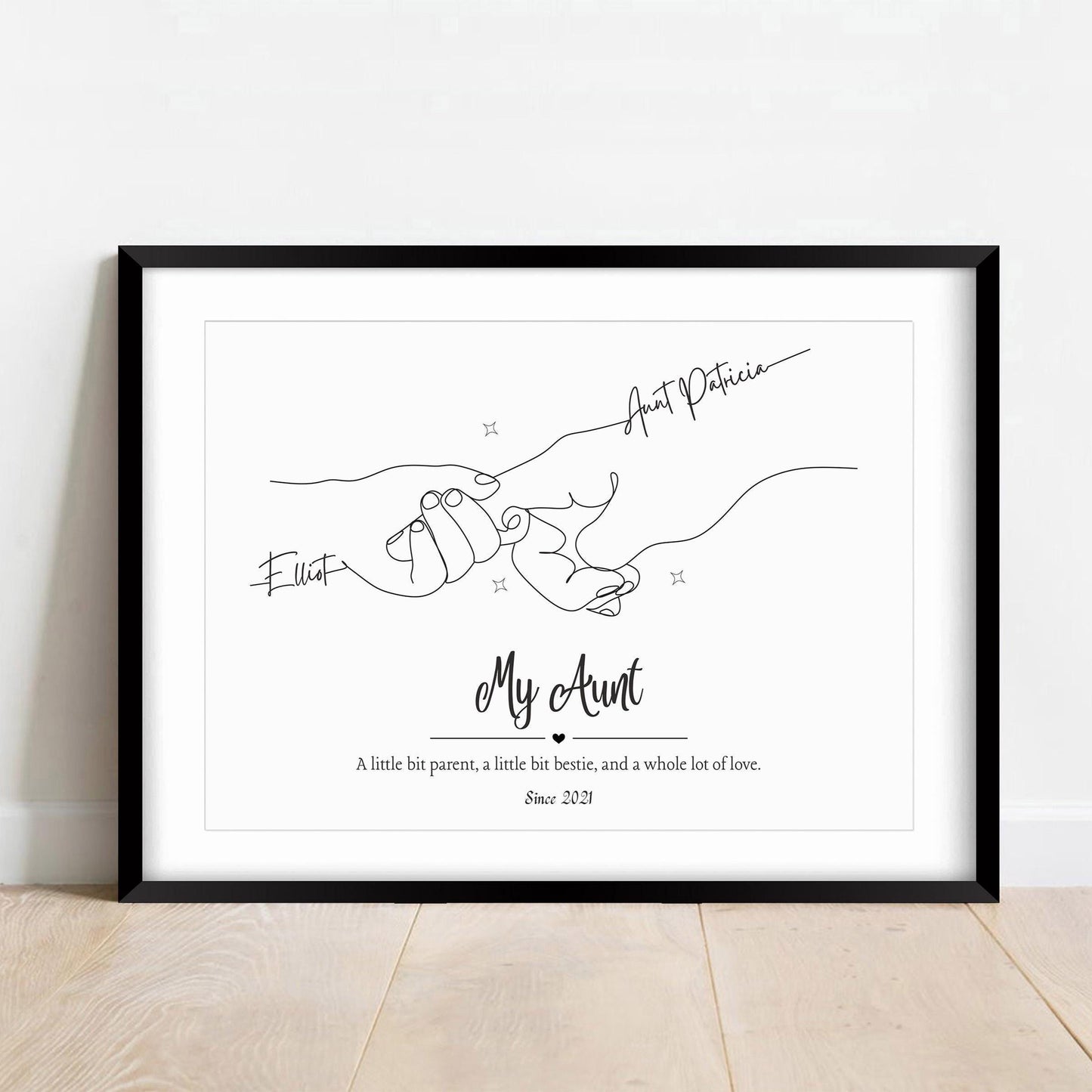 Personalized Aunt & Niece Line Art Print: Custom Aunt Gift