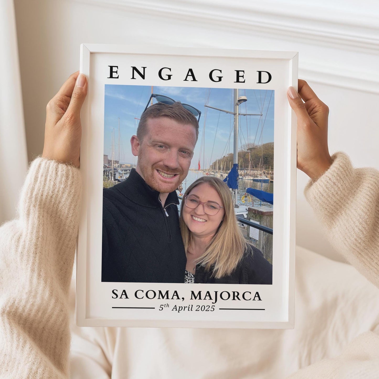 Personalised Engagement Gift, Engaged Photo Gift Couple, Custom Photo Print for Fiance, Husband Wife to Be, Engagement Anniversary Keepsake