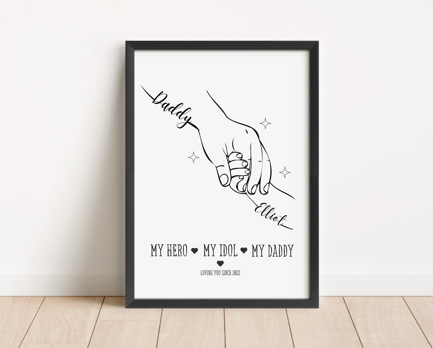 Personalized Father & Child Line Art Print: Custom Daddy Gift