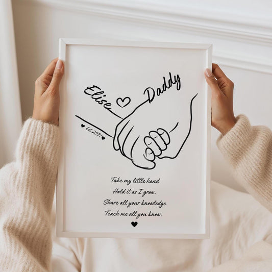 Custom Father Daughter Art Print: Personalised Dad Gift, Christmas Line Art Keepsake
