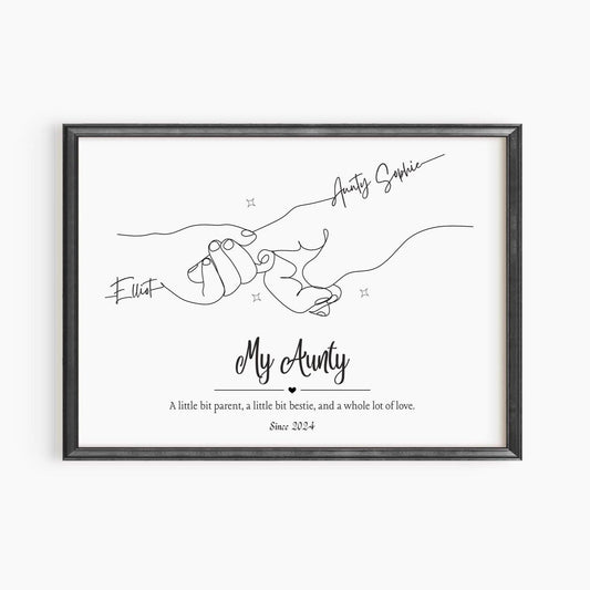 Personalized Aunt & Niece Line Art Print: Custom Aunt Gift