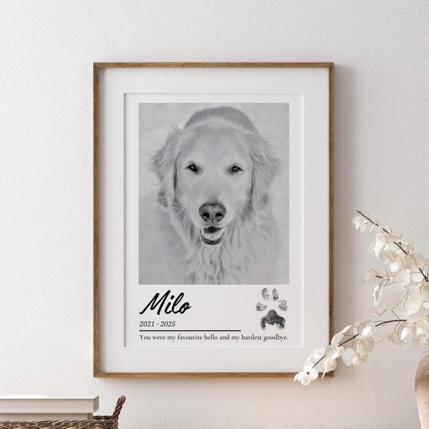 Pet Memorial Print Custom, Dog Loss Gift, Cat Remembrance, Animal Loss Sympathy Present, Optional Paw Print, Memory Gift Print for Lost Pet