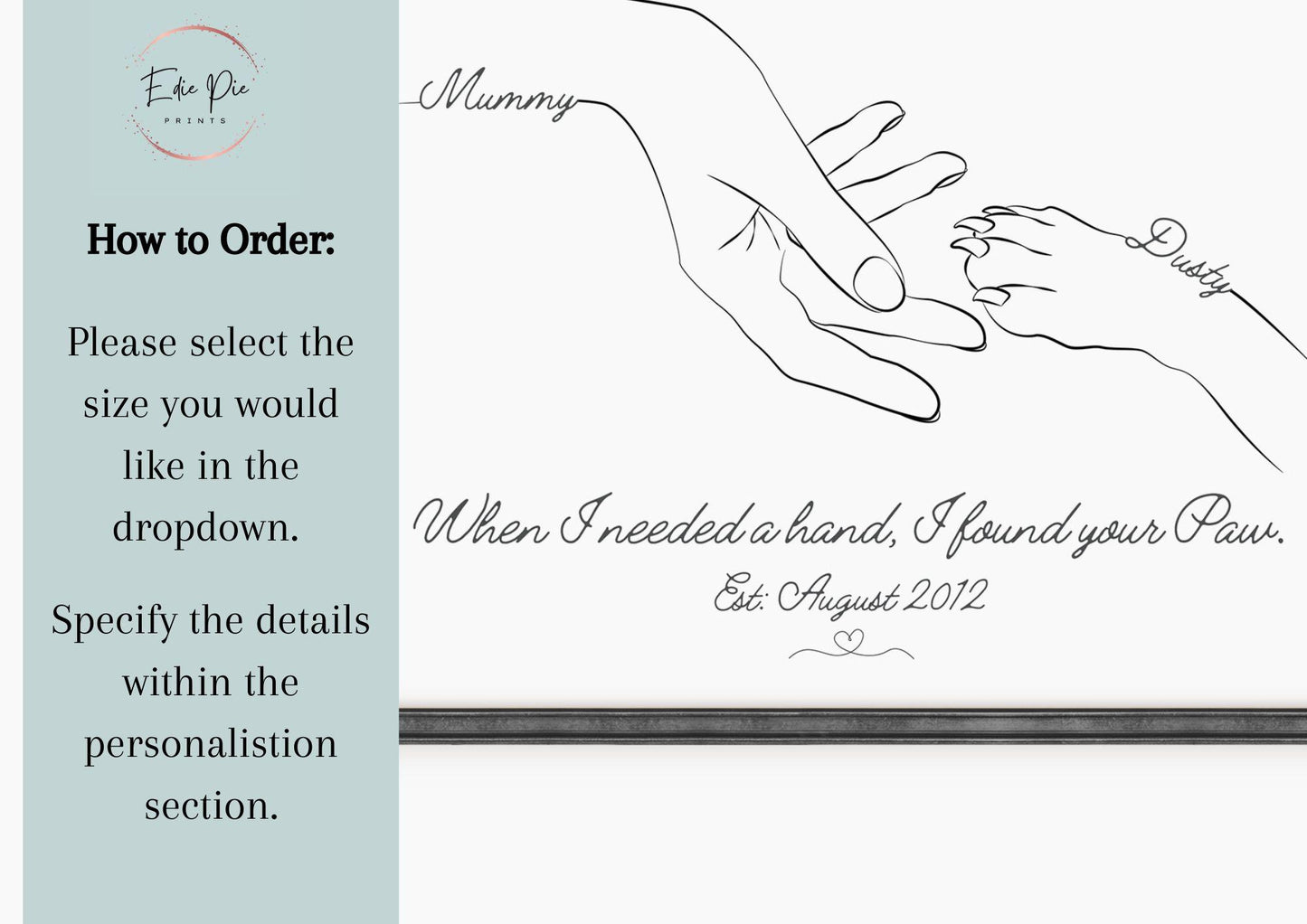 Custom Pet and Owner Paw Print - Minimalist Keepsake Art