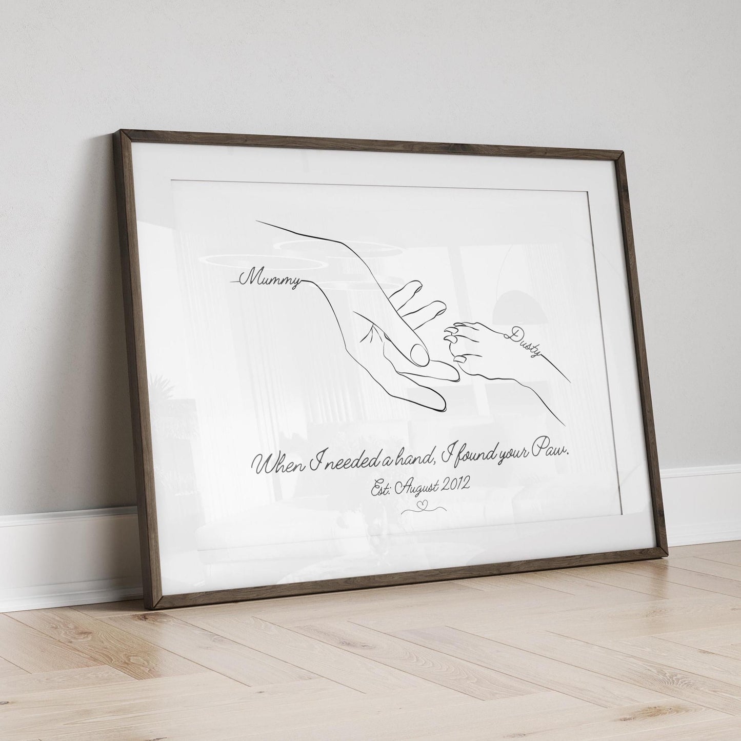Custom Pet and Owner Paw Print - Minimalist Keepsake Art