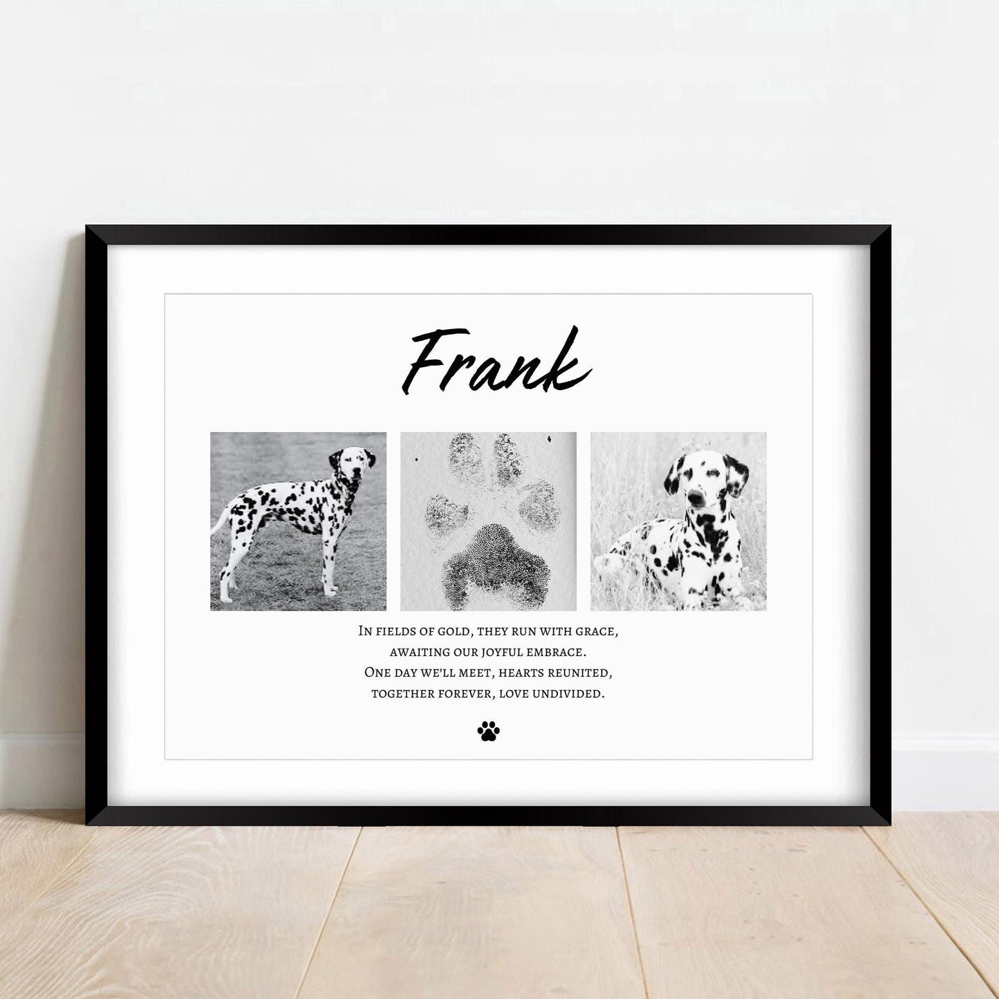 Custom Dog Memorial Photo Collage Print: Rainbow Bridge Pet Loss Gift