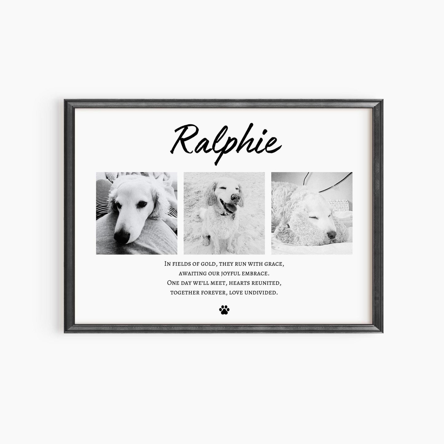 Custom Dog Memorial Photo Collage Print: Rainbow Bridge Pet Loss Gift
