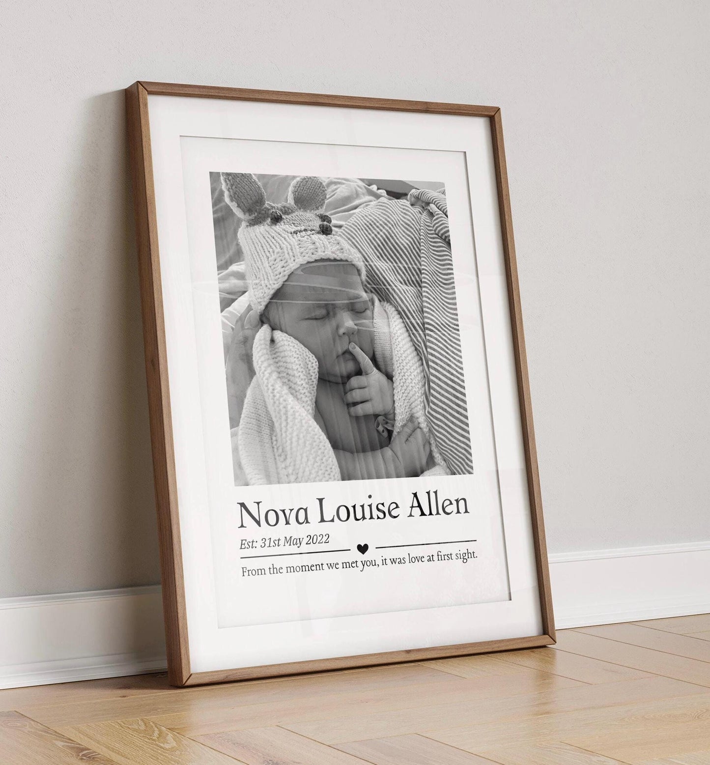 Personalised Baby Photo Print: Newborn Keepsake Nursery Decor