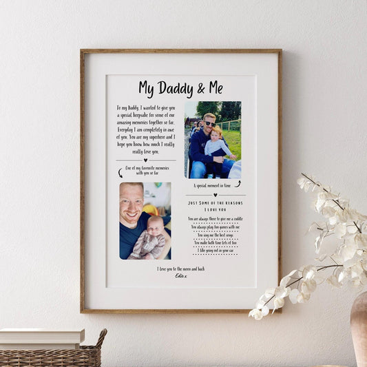 Custom Daddy Print, Family Photo Gift, Dad Birthday Present, Father Christmas Gift, Personalised Daddy Birthday Gift from Son Daughter