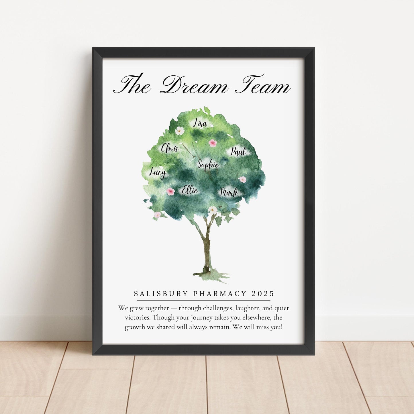 Personalized Watercolour Dream Team Print: Retirement Gift, Colleague Farewell