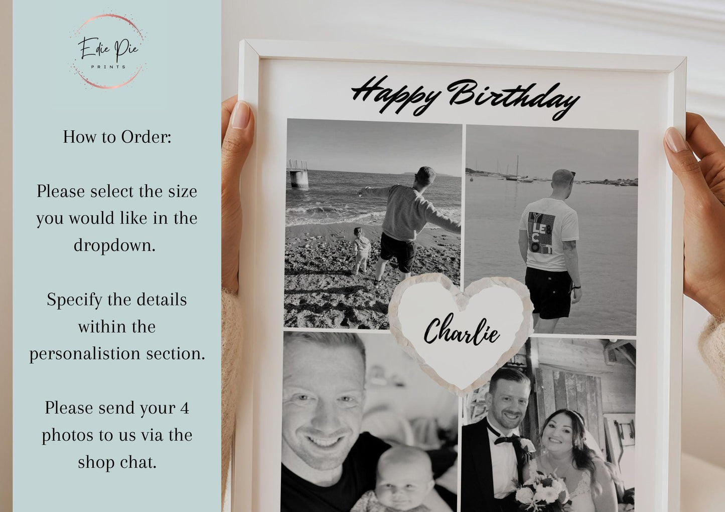 Personalised Birthday Photo Collage: Custom Picture Frame Gift