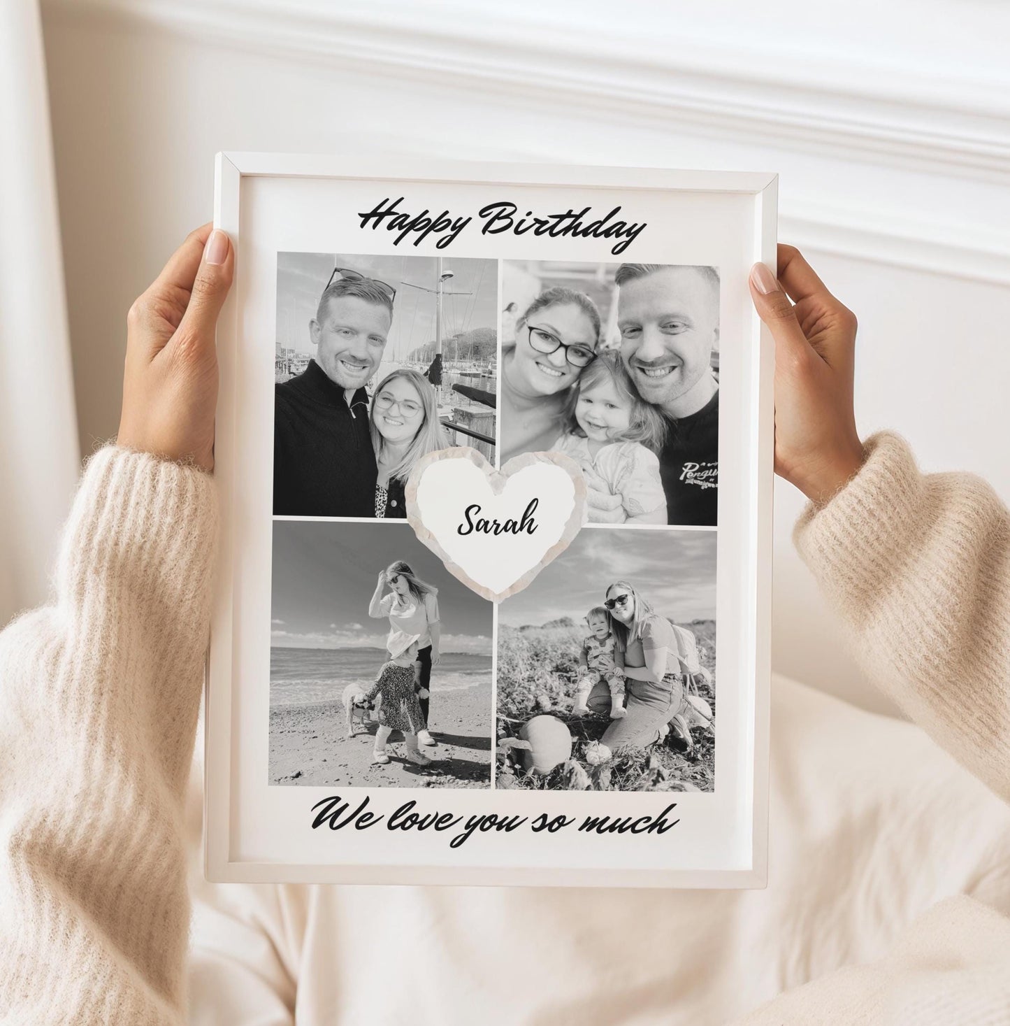 Personalised Birthday Photo Collage Print, Custom Milestone Gift Framed