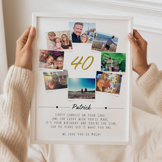 Personalized 40th Birthday Photo Collage Print: Milestone Celebration Wall Art