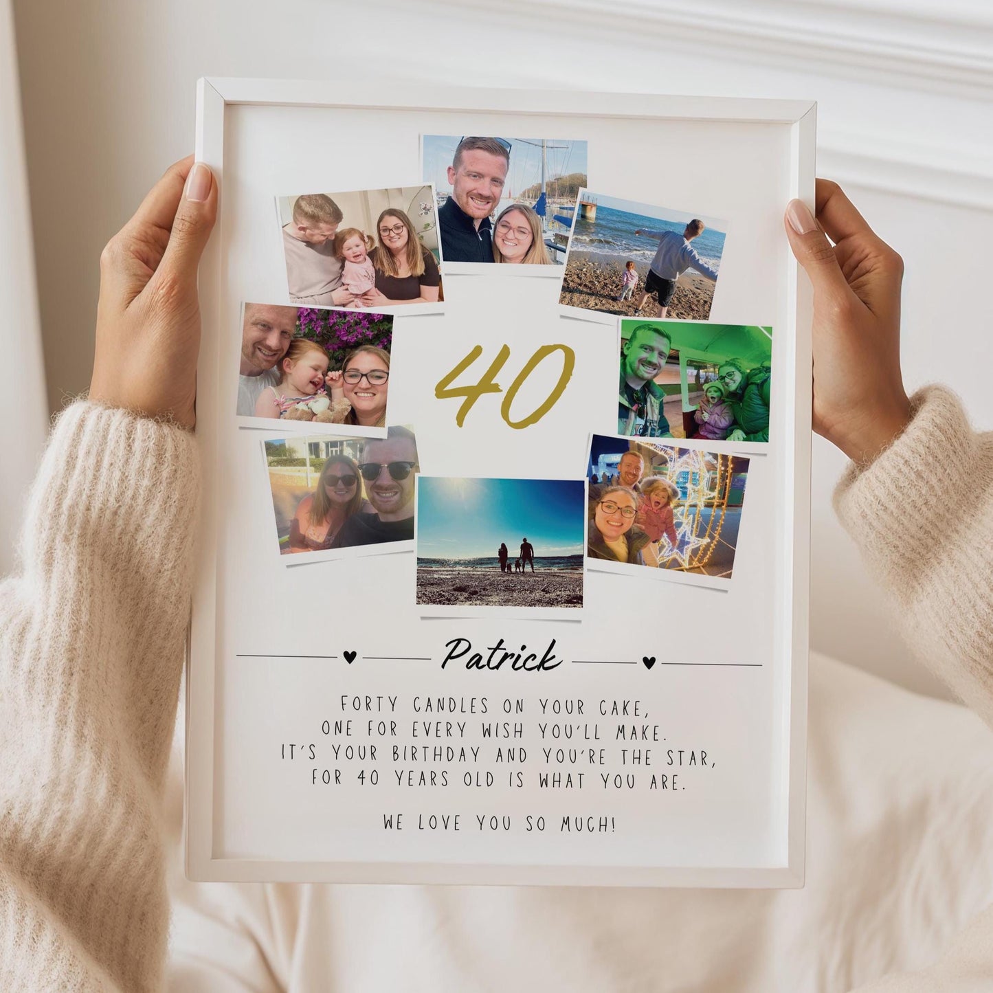 Personalised 40th Birthday Photo Collage Print, Milestone Birthday Gift