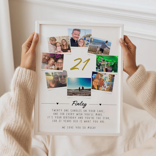 Personalised 21st Birthday Photo Collage Print: Keepsake Gift