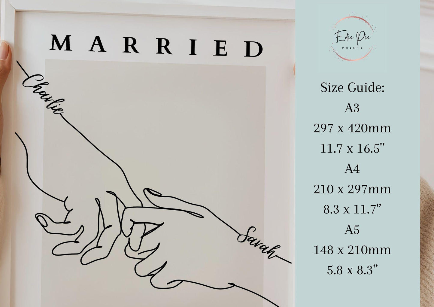Custom Wedding Line Art Print: Minimalist Couple Illustration