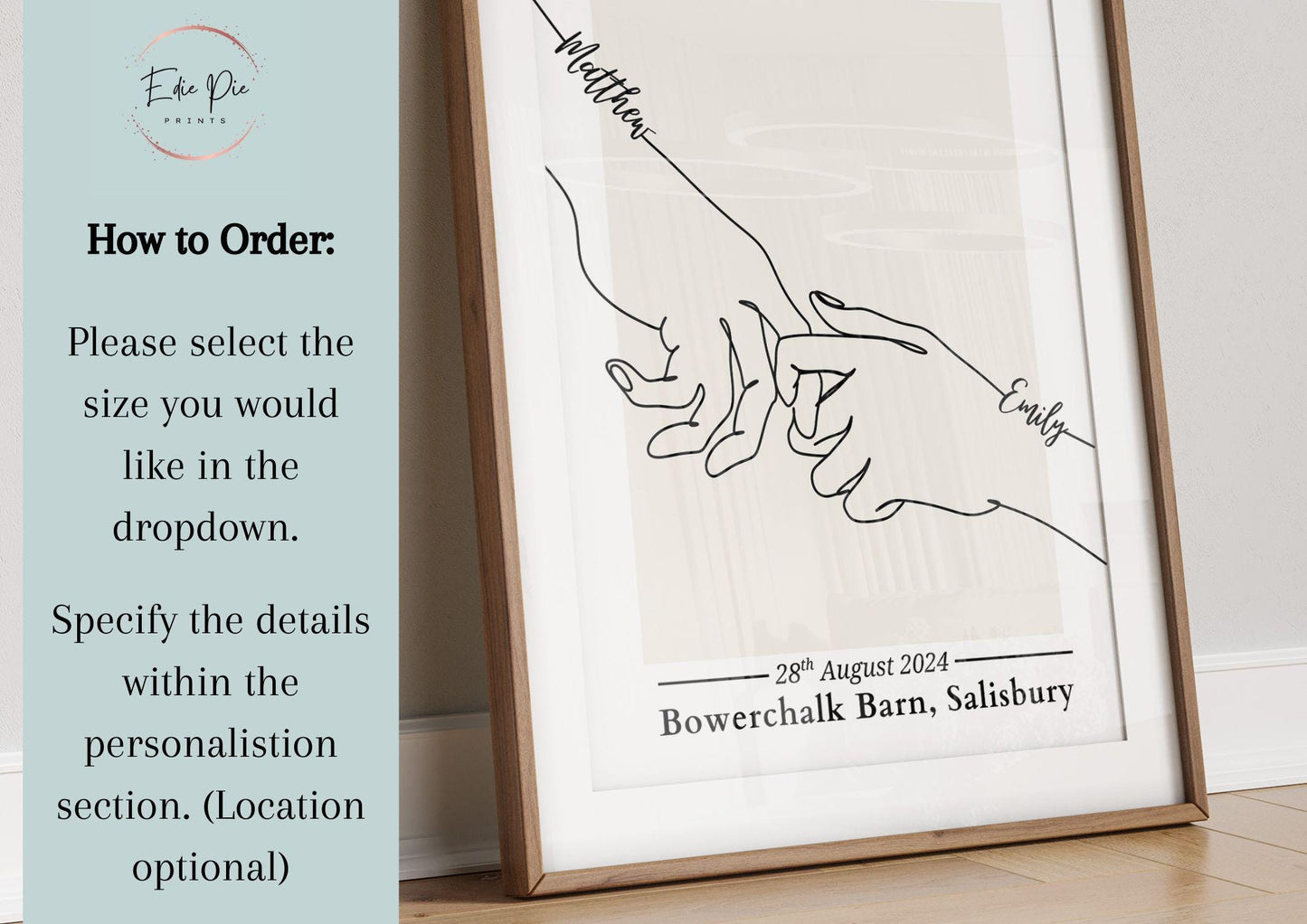 Custom Wedding Line Art Print: Minimalist Couple Illustration