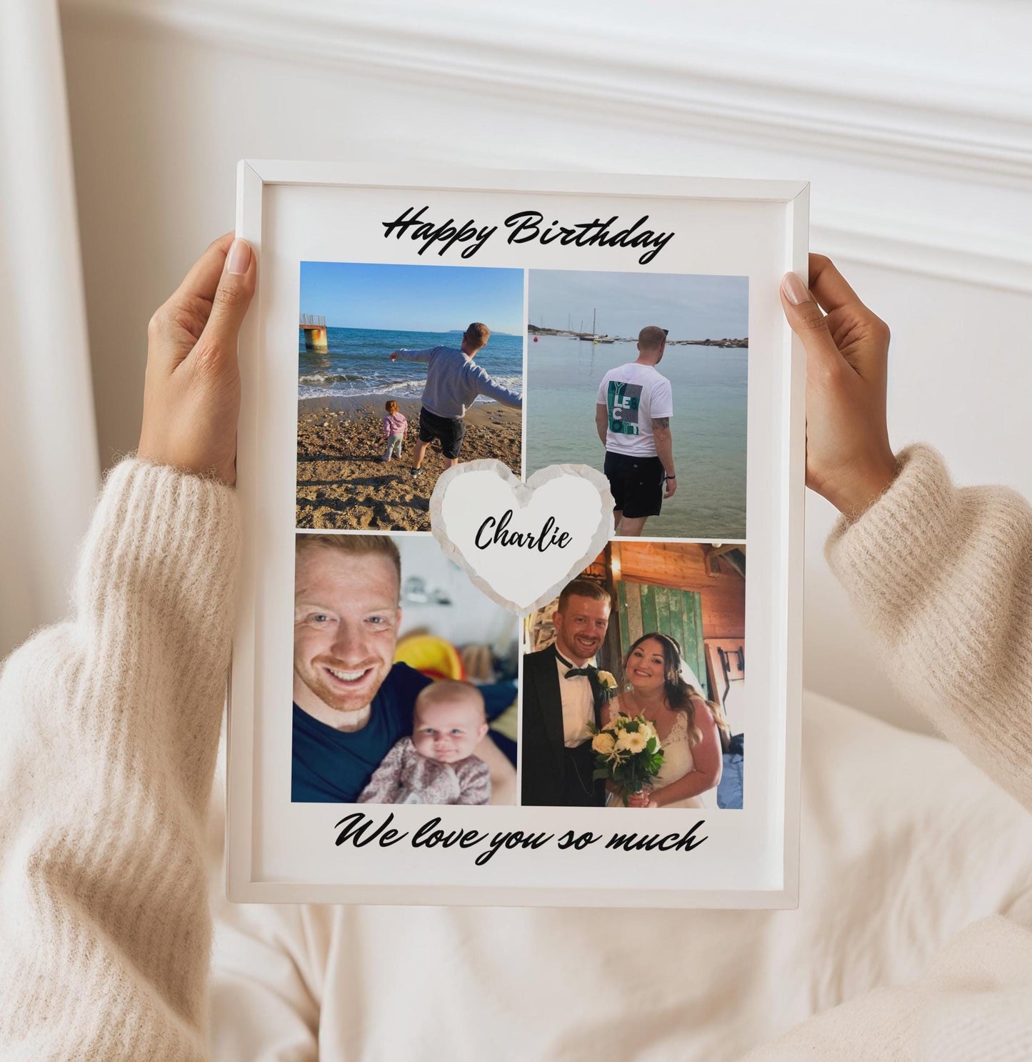 Personalised Birthday Photo Collage Print, Custom Milestone Gift Framed