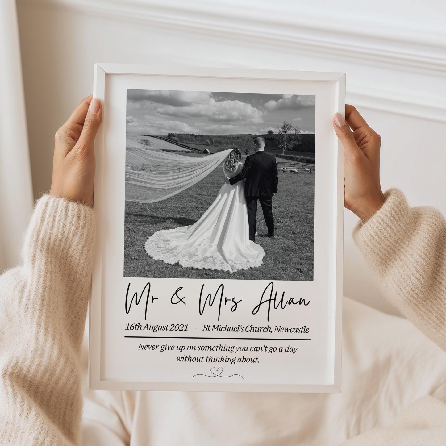 Personalised Wedding Photo Print: Newlywed Keepsake Gift