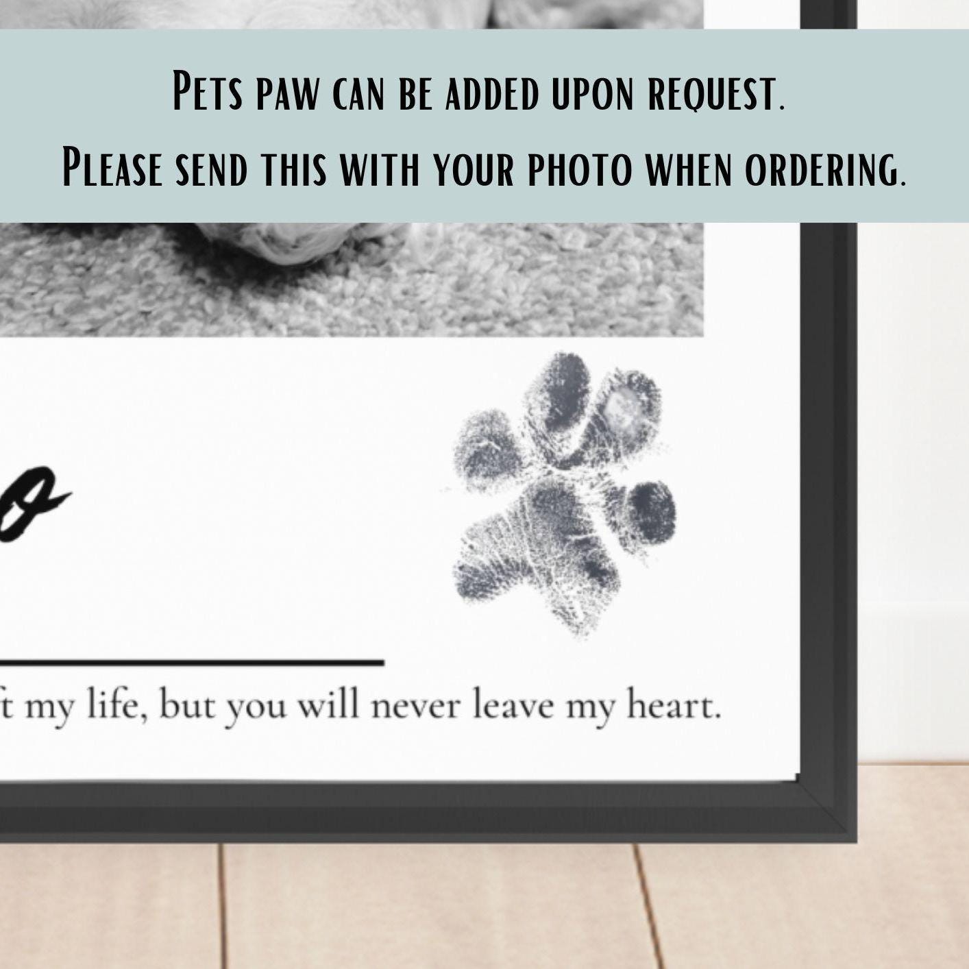 Pet Memorial Print Custom, Dog Loss Gift, Cat Remembrance, Animal Loss Sympathy Present, Optional Paw Print, Memory Gift Print for Lost Pet
