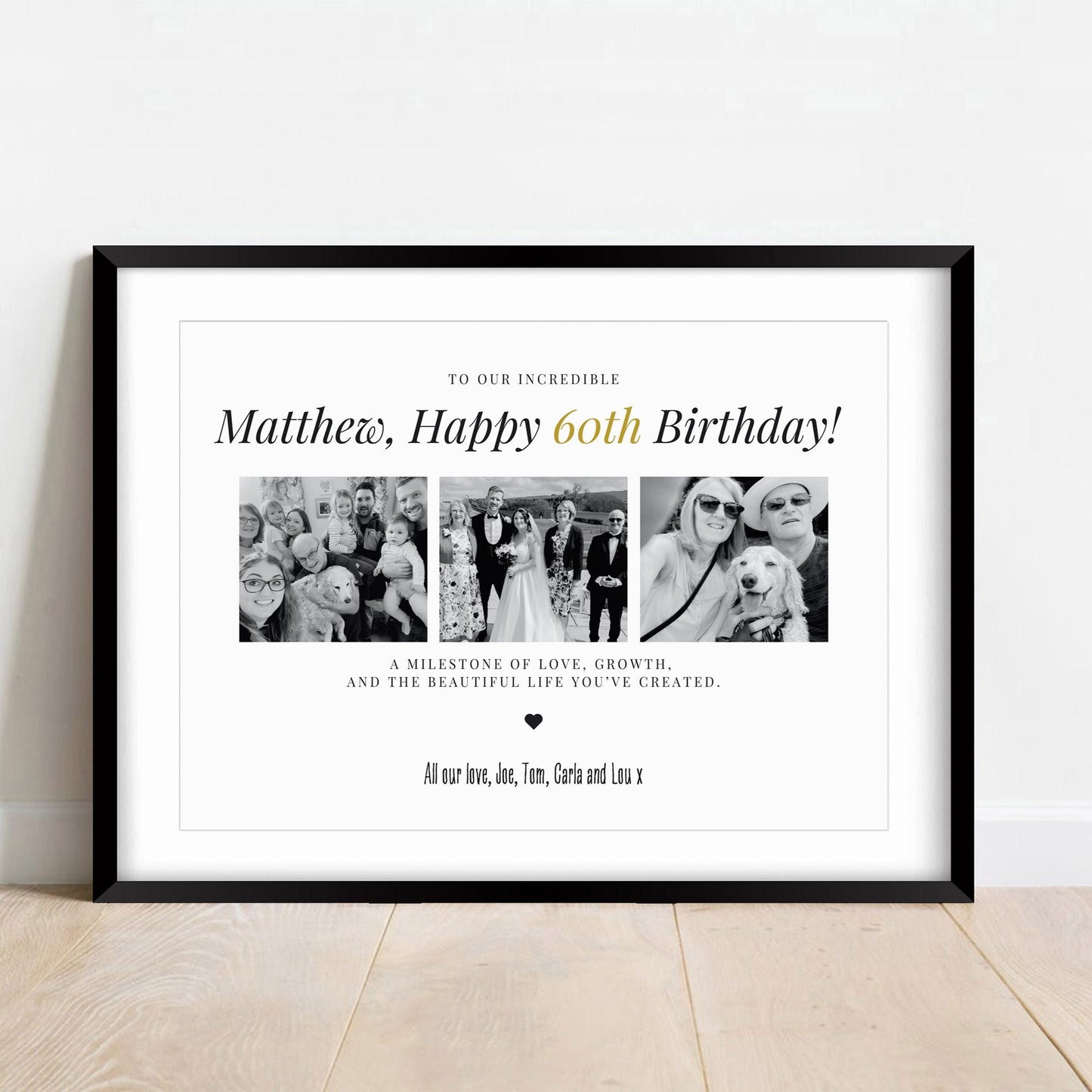 Personalised 60th Birthday Photo Collage Print: Milestone Gift