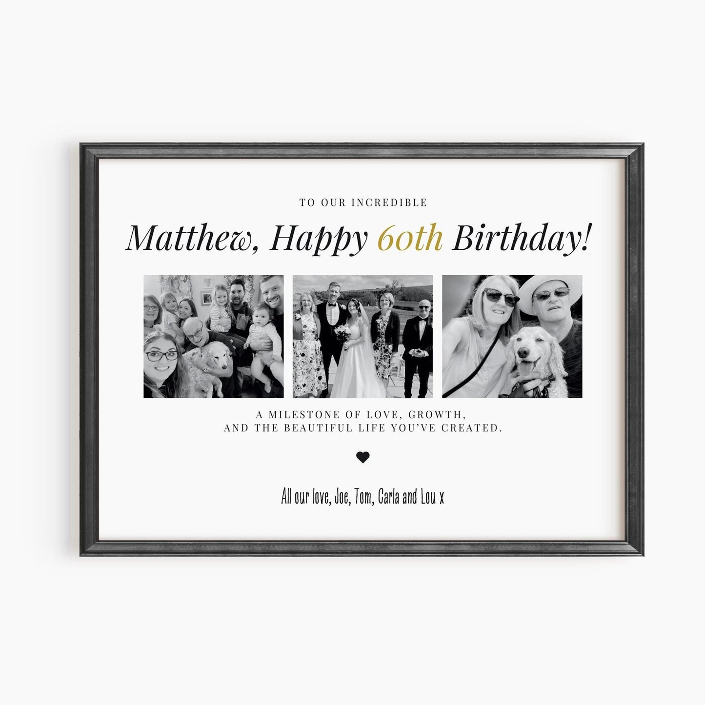 Personalised 60th Birthday Photo Collage Print: Milestone Gift