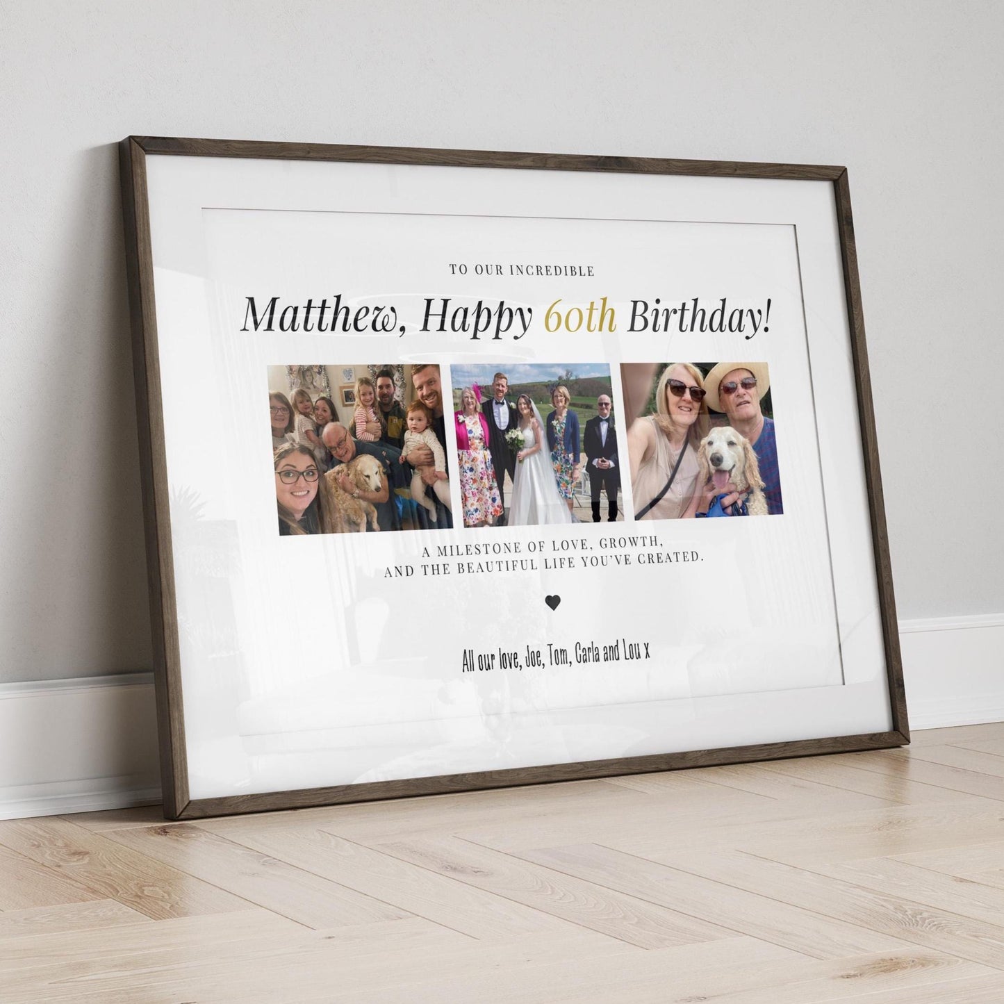 Personalised 60th Birthday Photo Collage Print: Milestone Gift