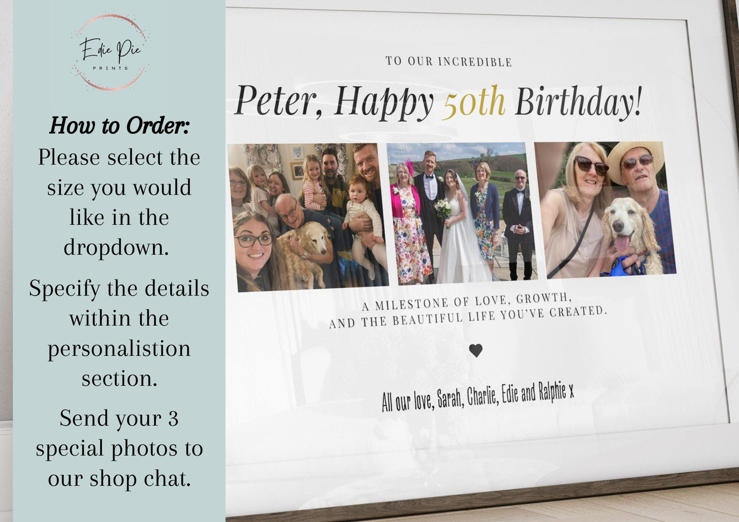 Personalised 50th Birthday Photo Print: Milestone Celebration Gift