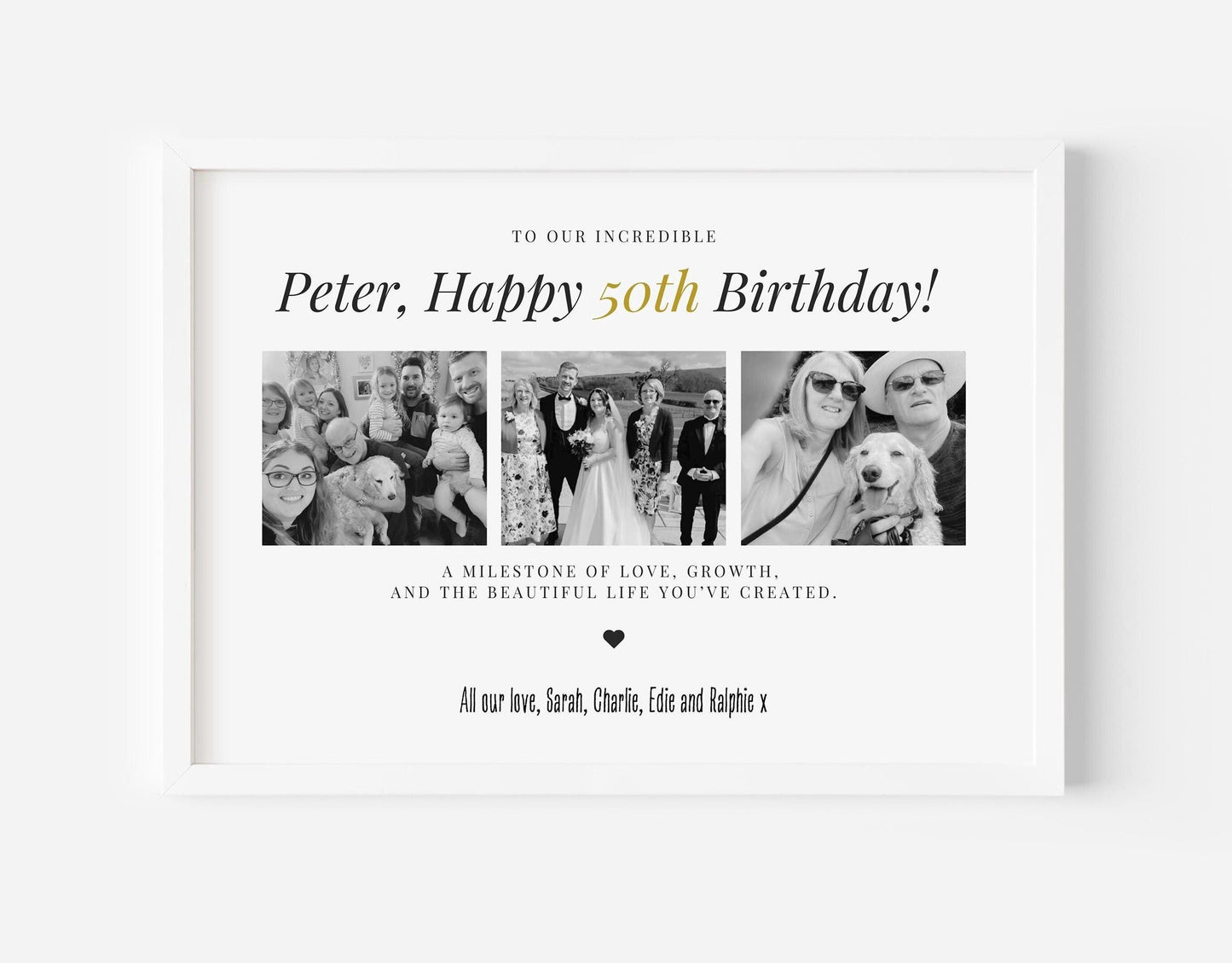 Personalised 50th Birthday Photo Print: Milestone Celebration Gift
