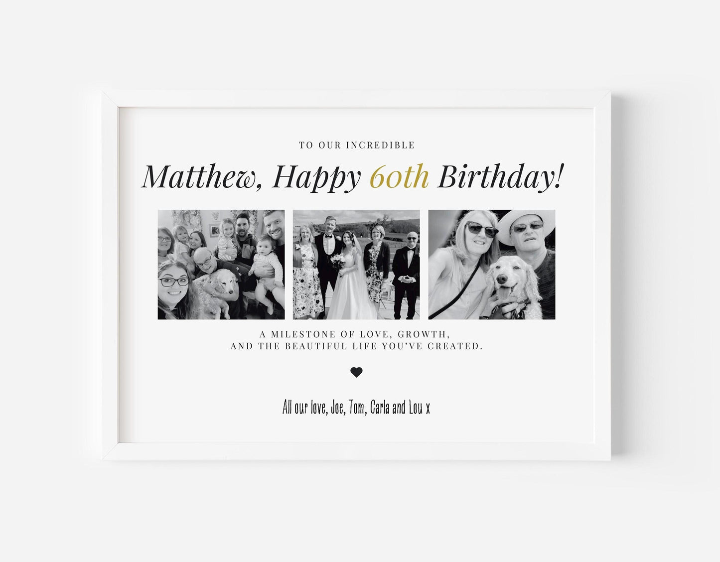 Personalised 60th Birthday Photo Collage Print: Milestone Gift