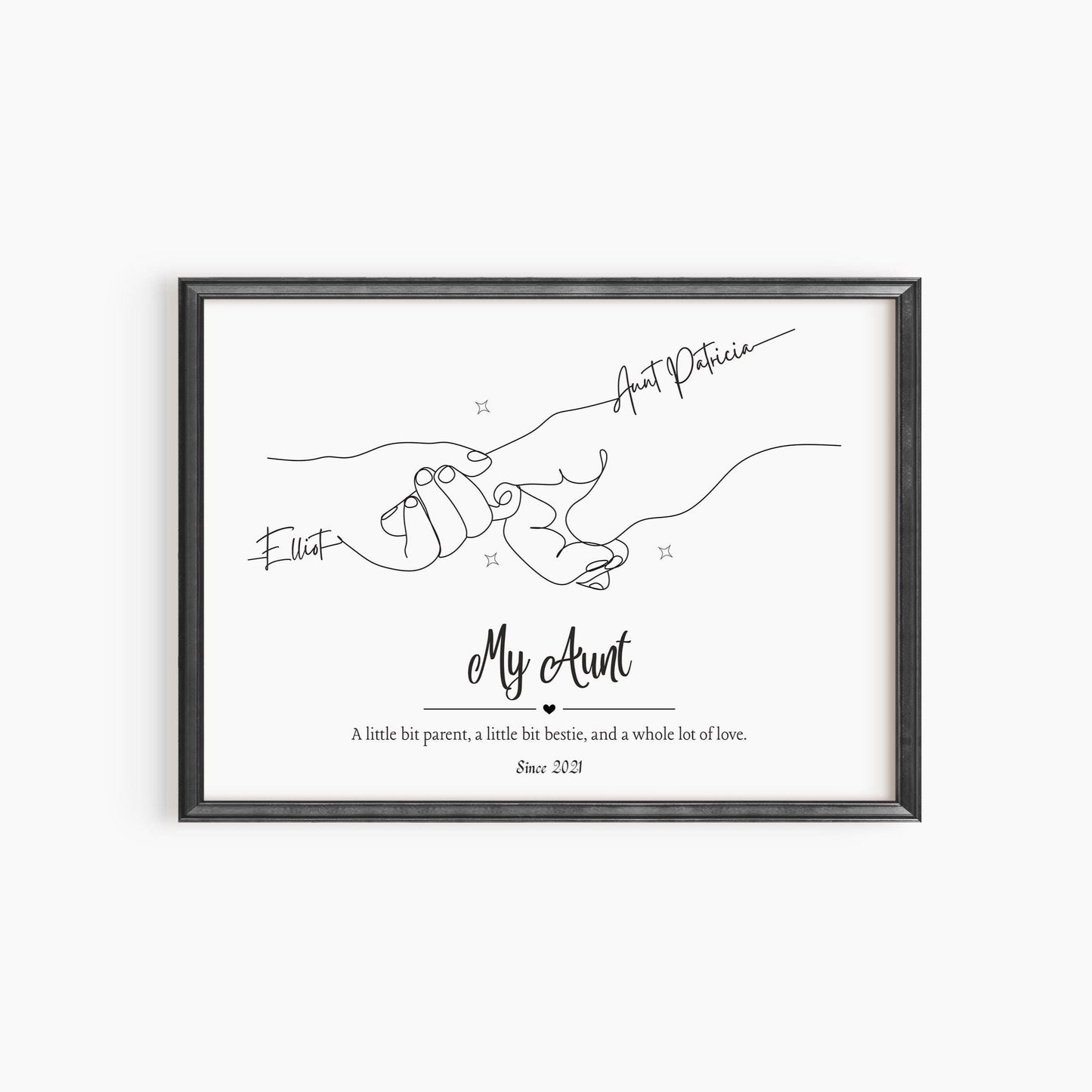 Personalized Aunt & Niece Line Art Print: Custom Aunt Gift