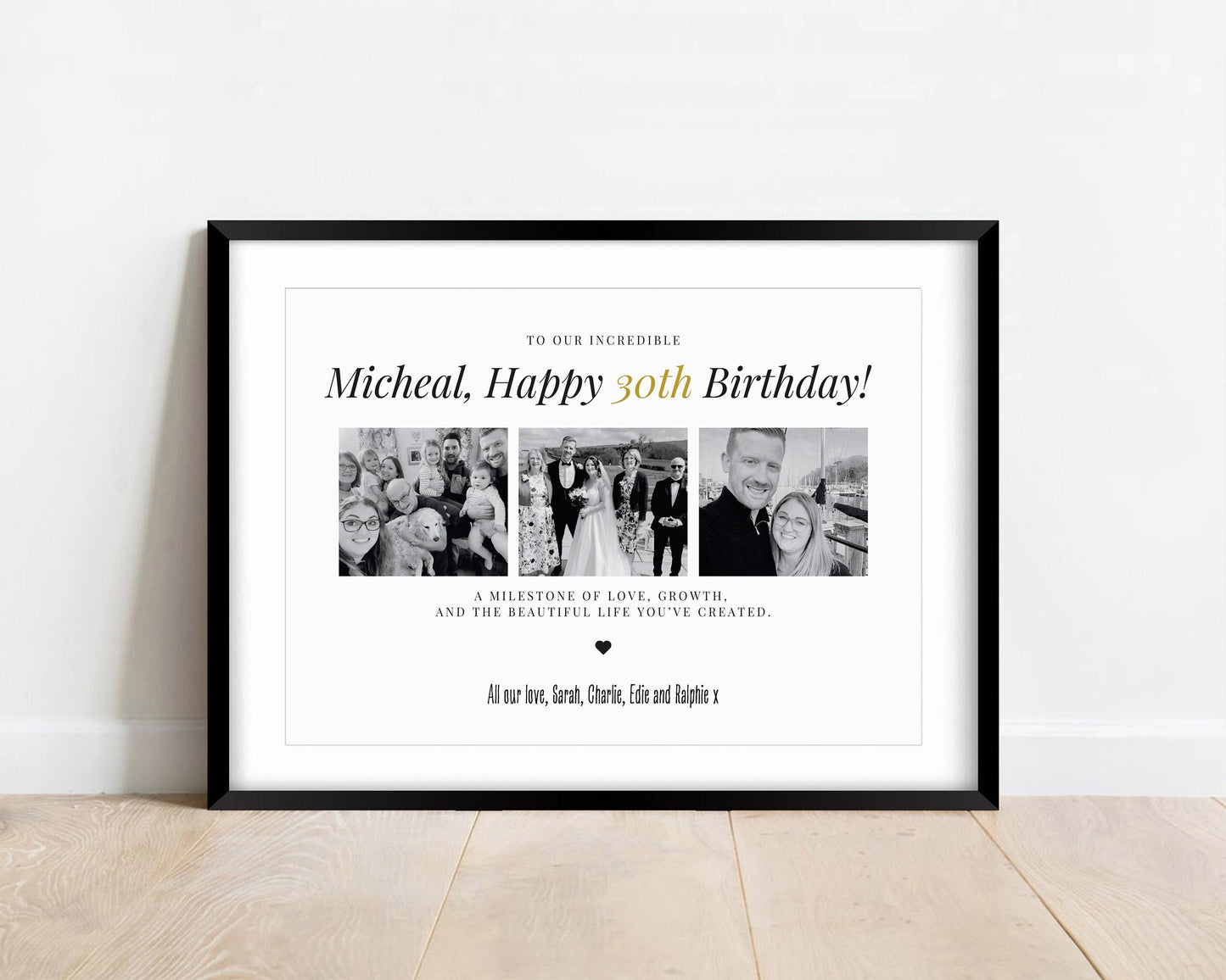 Personalised 30th Birthday Photo Collage Print: Milestone Gift