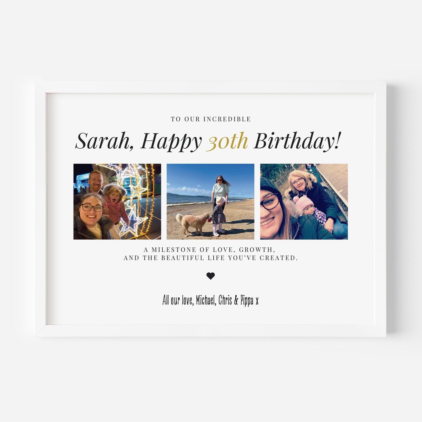 Personalised 30th Birthday Photo Collage Print: Milestone Gift